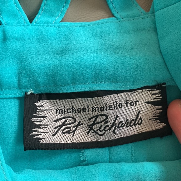 Michael Maiello For Pat Richards Pleated Dress Vintage Polyester Puff Sleeve - Picture 7 of 8